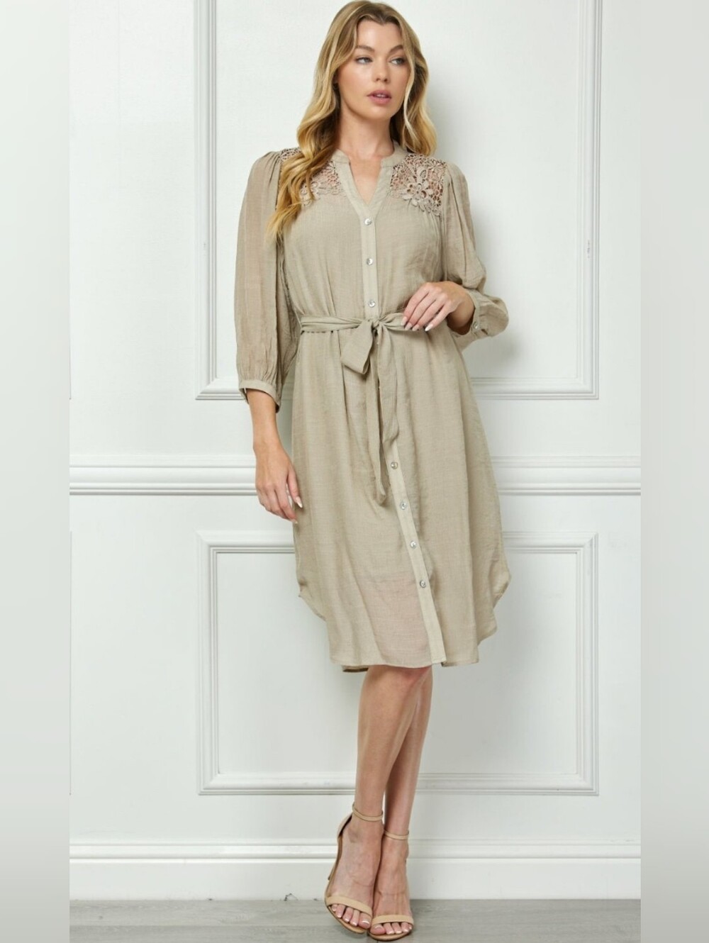 NWT Figueroa & Flower Button-Front Shirt Dress - Bohemian - Floral Lace - Size L